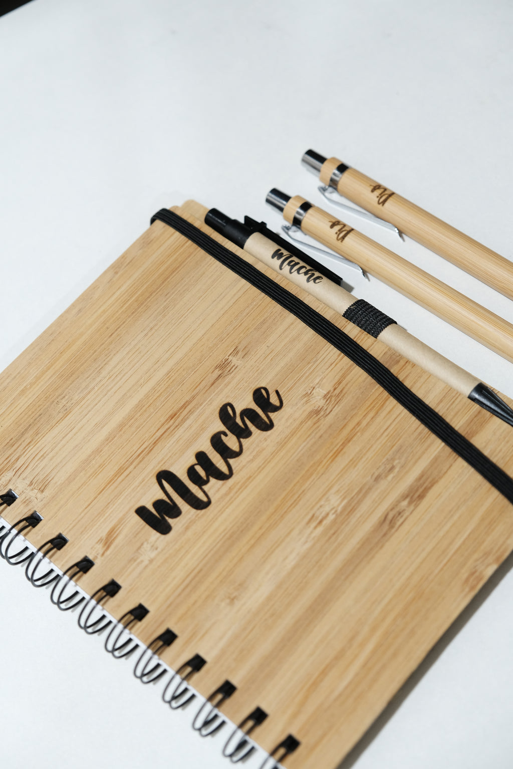 Laser Engraved Wooden Notebook with Pen