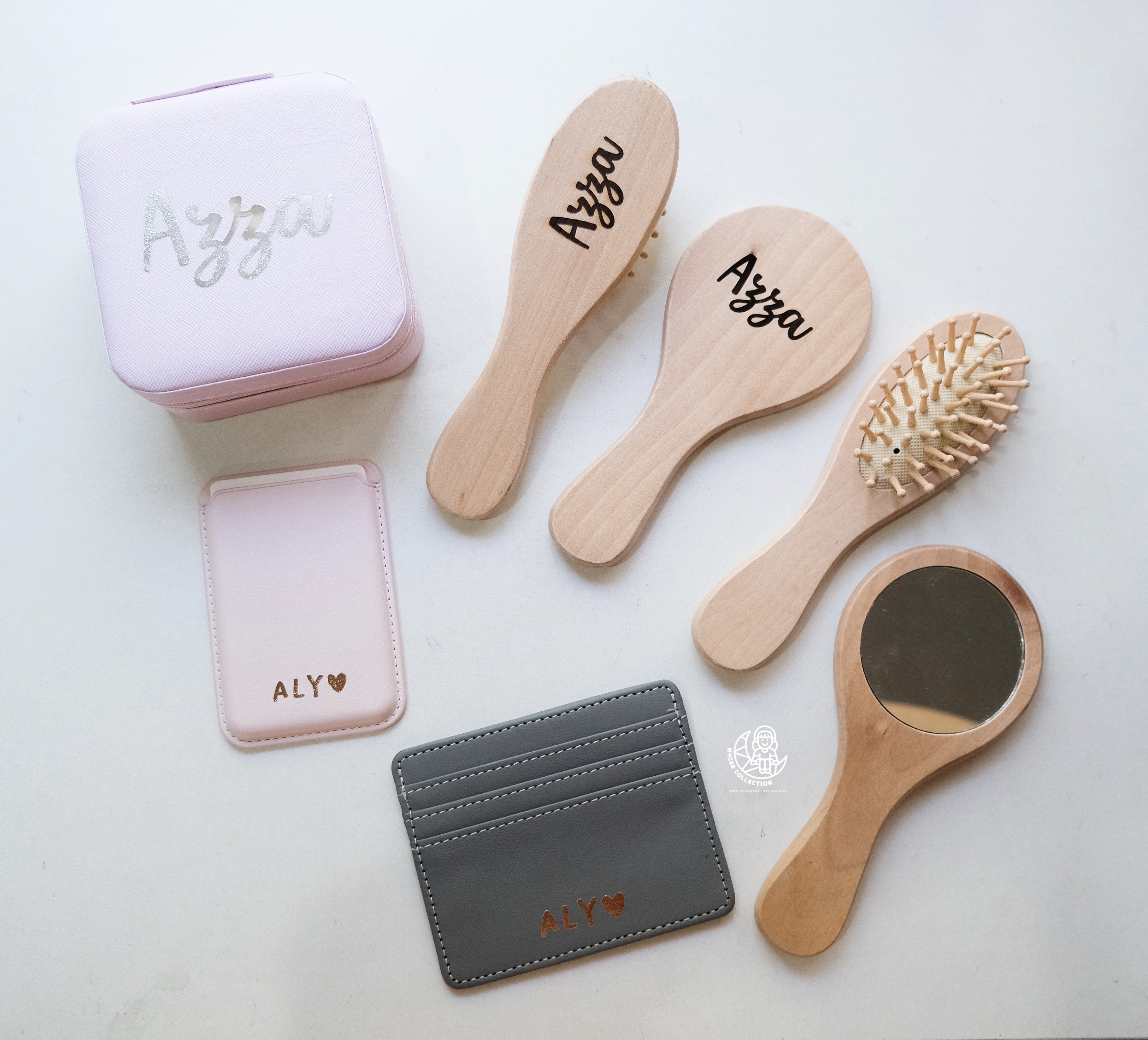 Laser Engraved Wooden Brush and Mirror