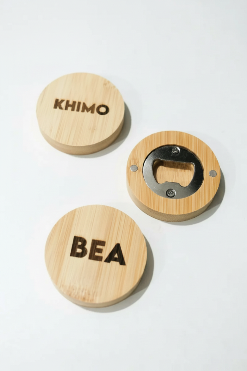 Laser Engraved Wooden Bottle Opener with Magnet