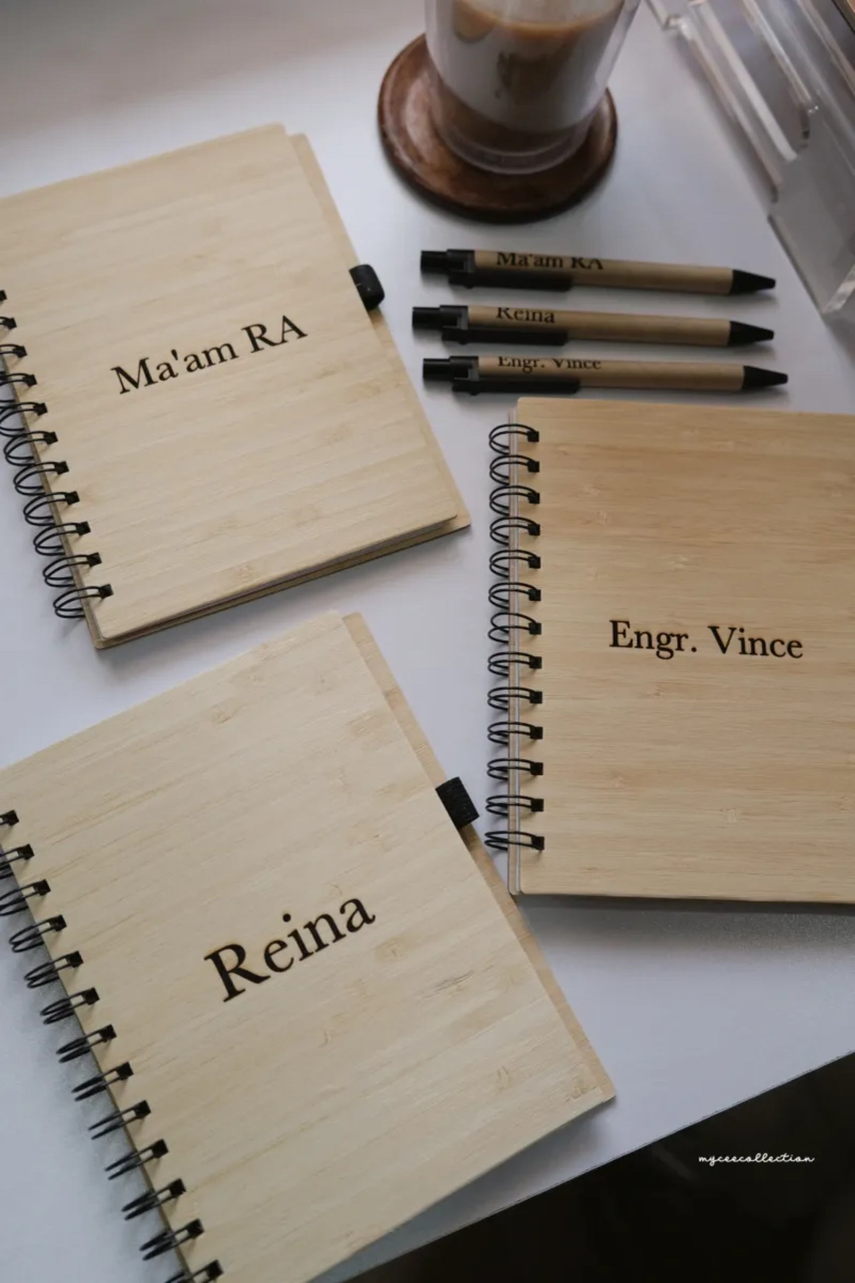 Laser Engraved Wooden Notebook with Pen