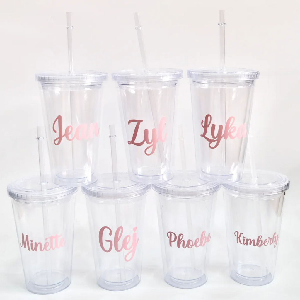 Personalized Double Walled Tumbler with Straw