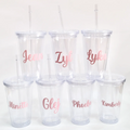 Personalized Double Walled Tumbler with Straw