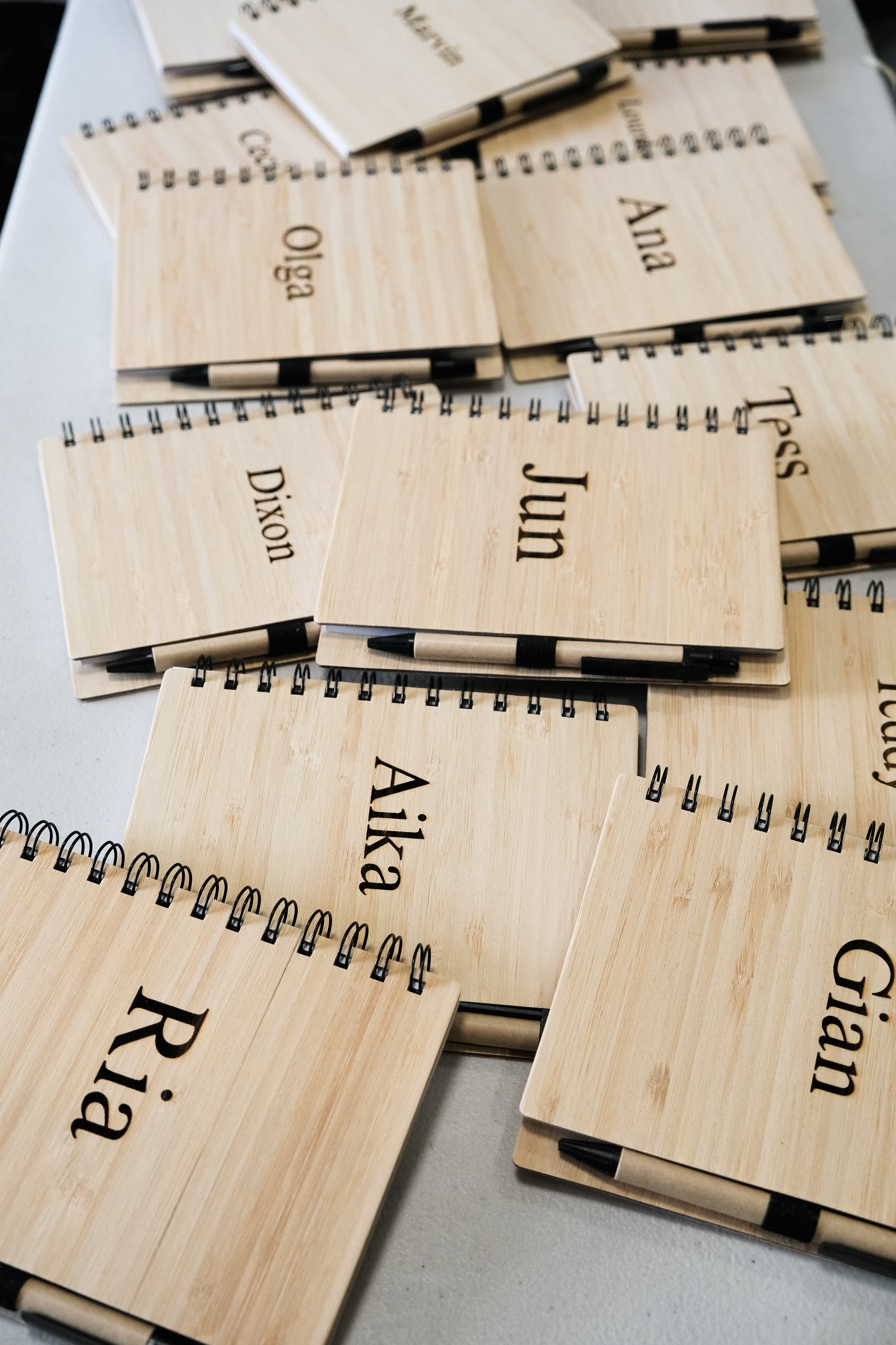 Laser Engraved Wooden Notebook with Pen